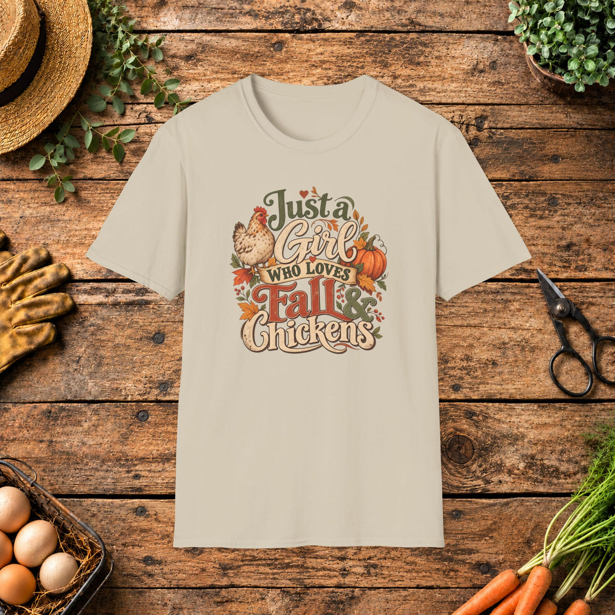 Just a Girl Who Loves Fall & Chickens T-Shirt