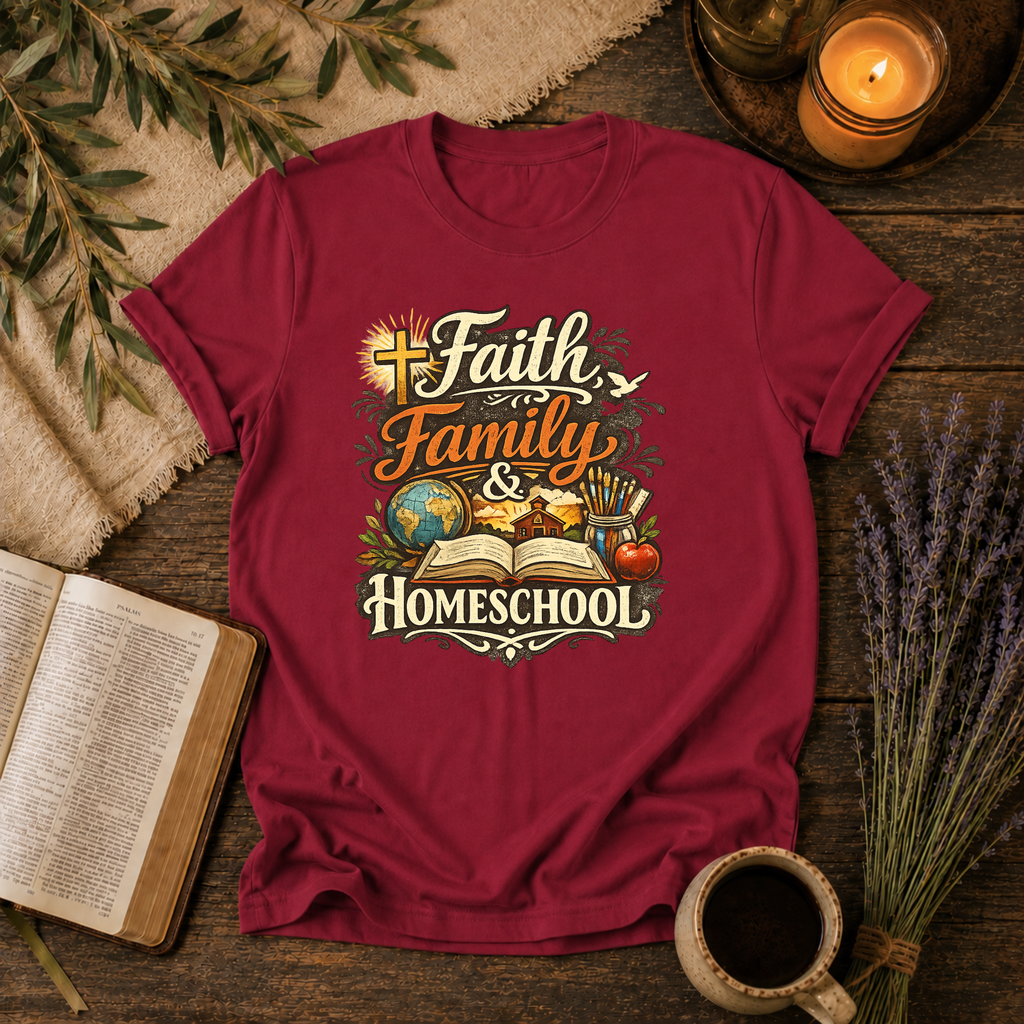 Faith, Family, Homeschool T-Shirt
