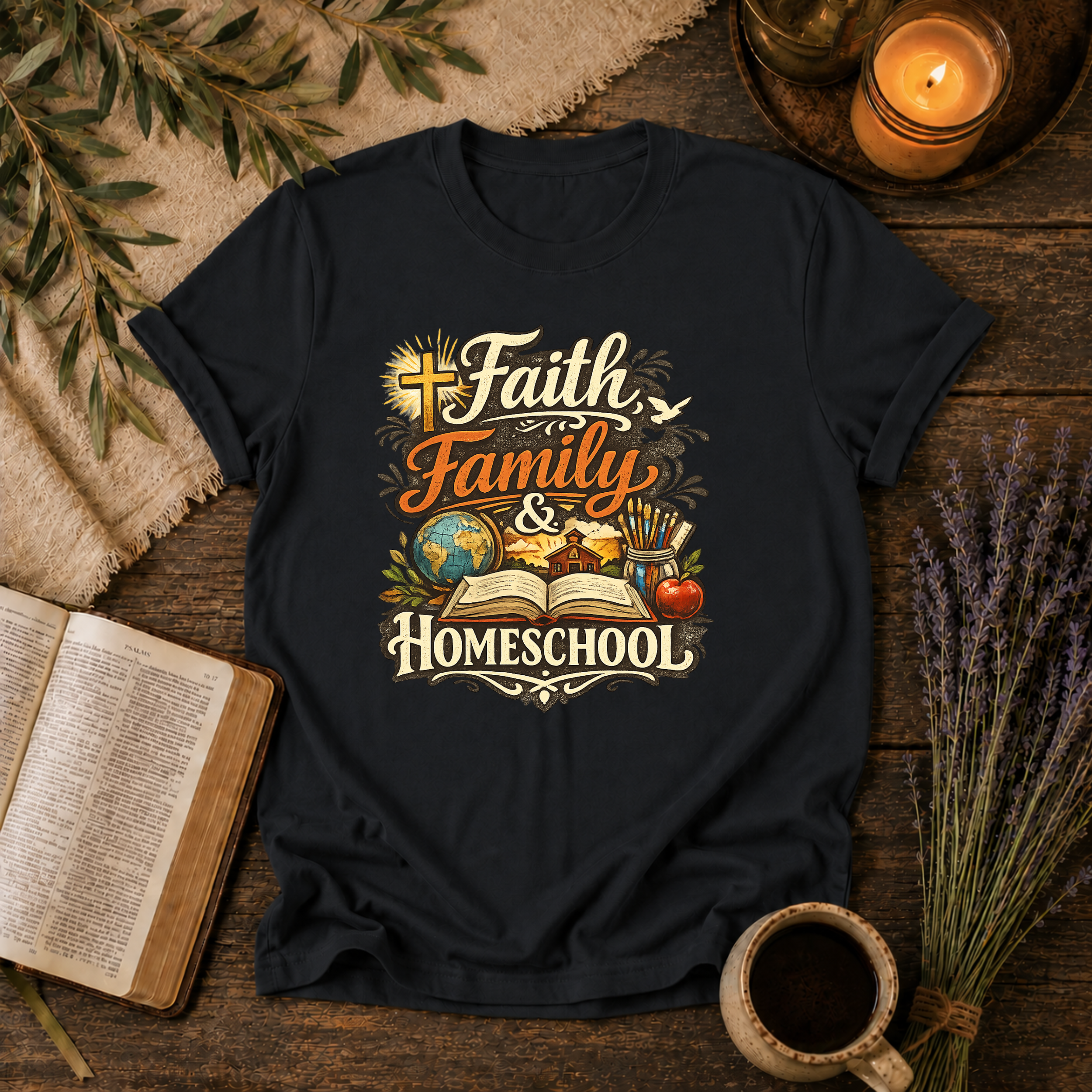 Faith, Family, Homeschool T-Shirt