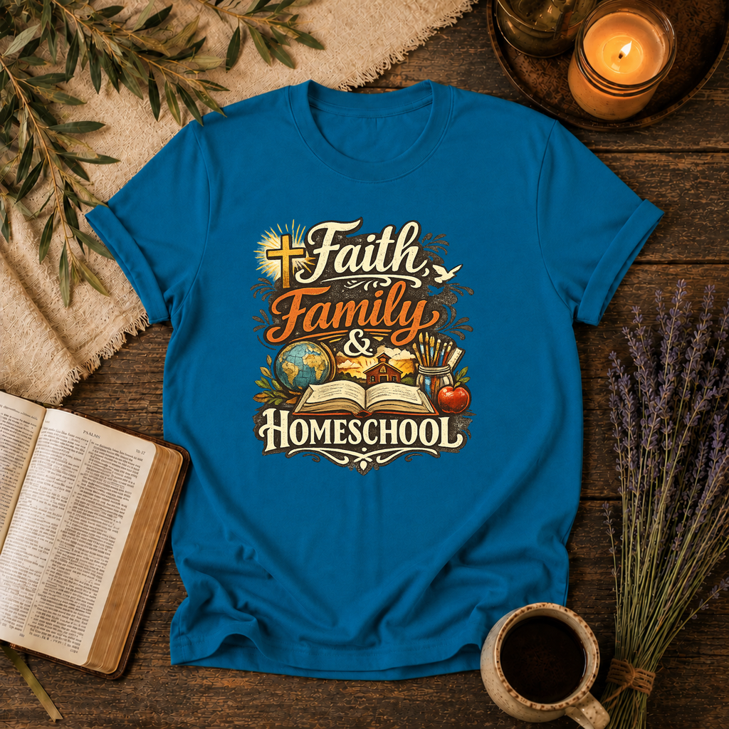 Faith, Family, Homeschool T-Shirt