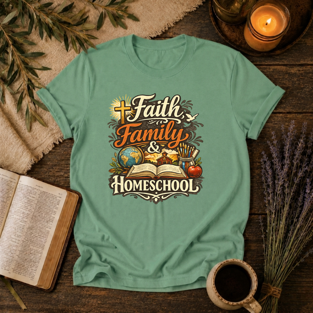 Faith, Family, Homeschool T-Shirt