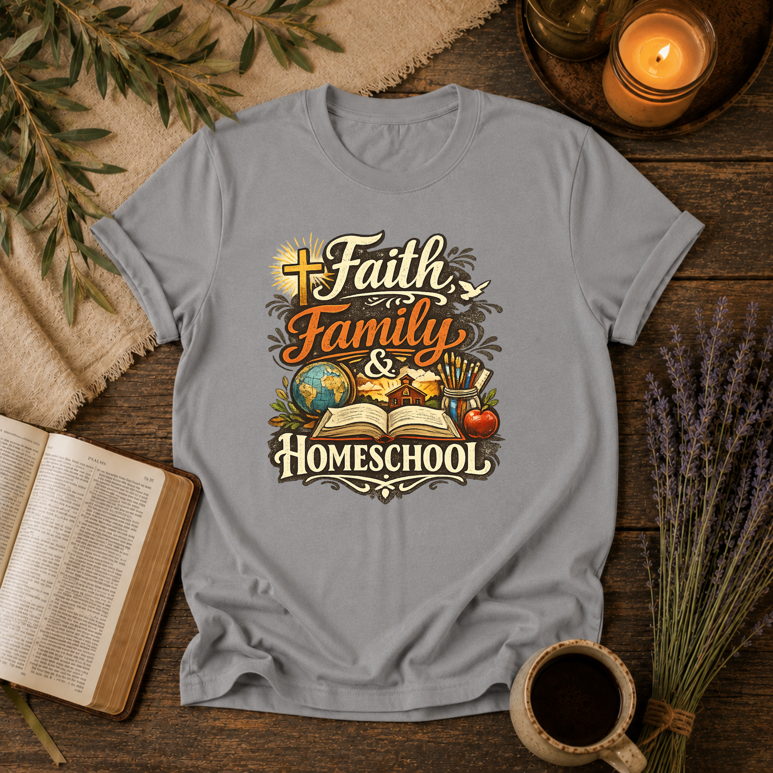 Faith, Family, Homeschool T-Shirt