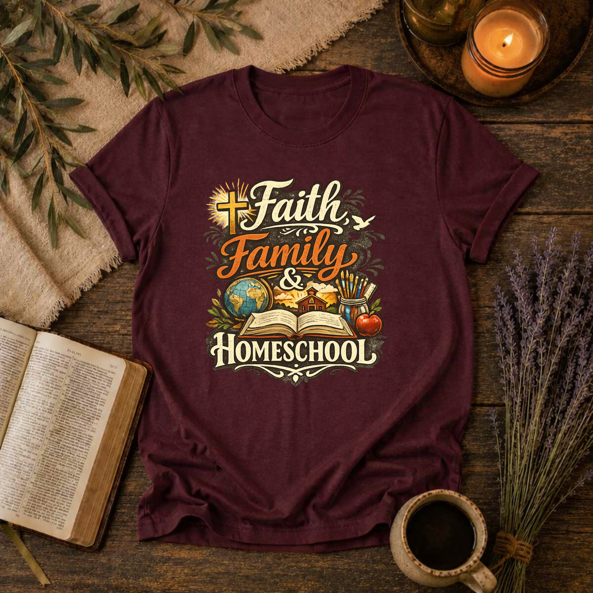 Faith, Family, Homeschool T-Shirt