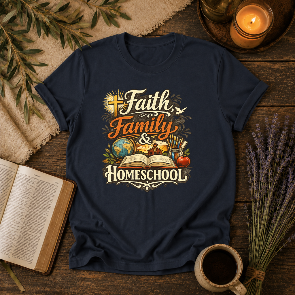 Faith, Family, Homeschool T-Shirt