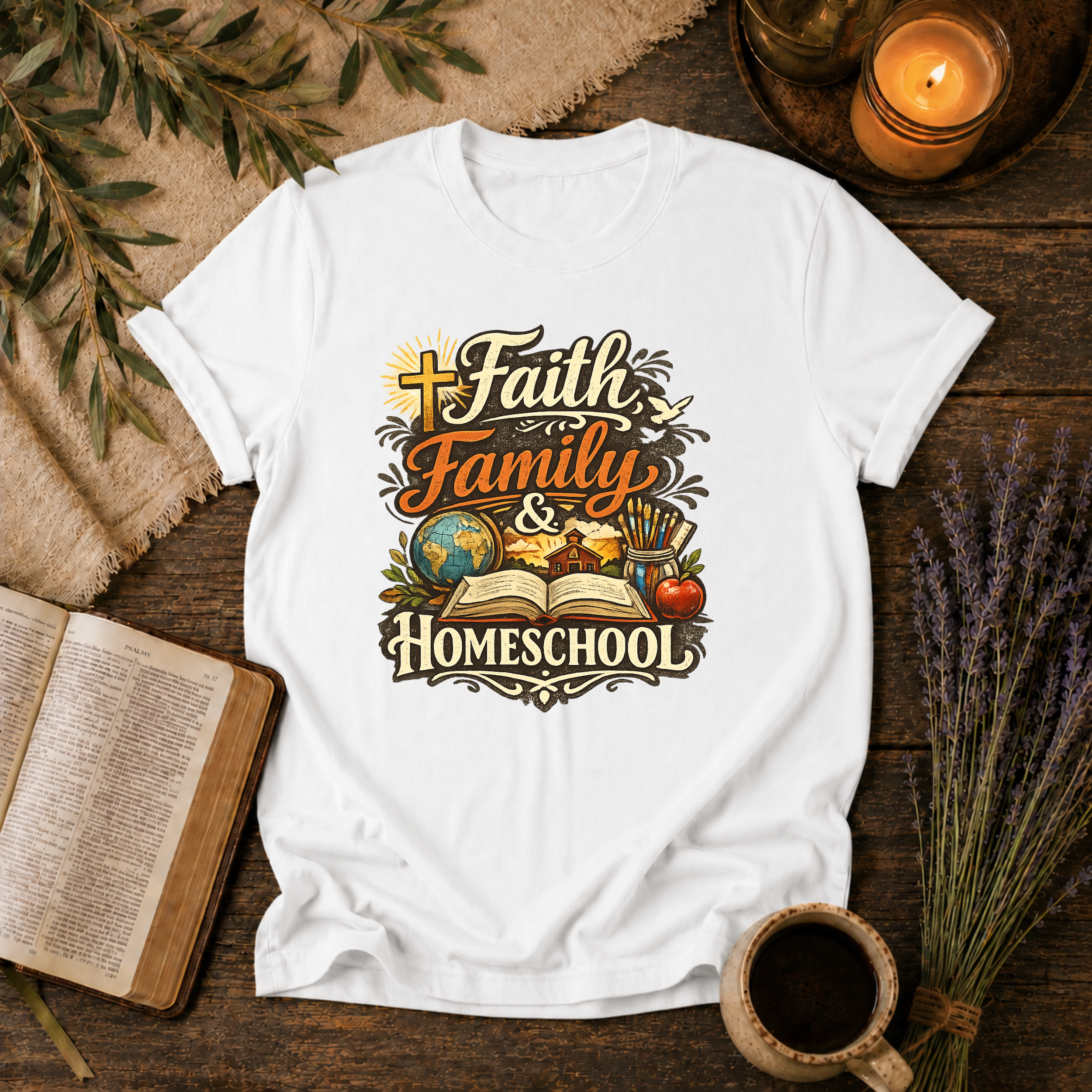 Faith, Family, Homeschool T-Shirt
