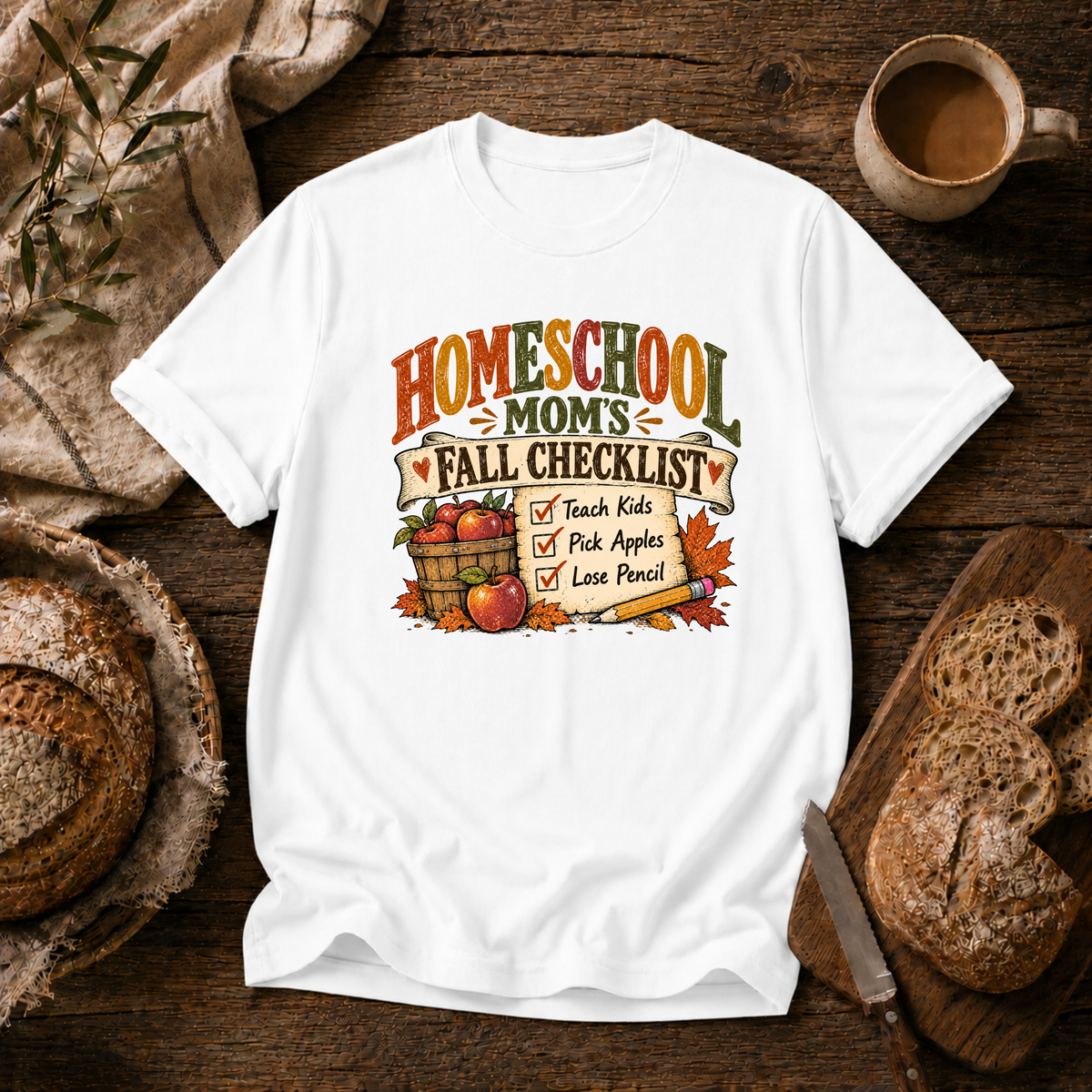 Homeschool Mom Fall Check List T-Shirt