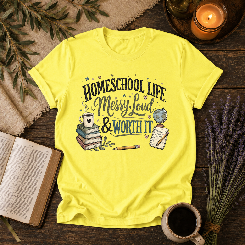 Homeschool Life, Messy & Worth It T-Shirt